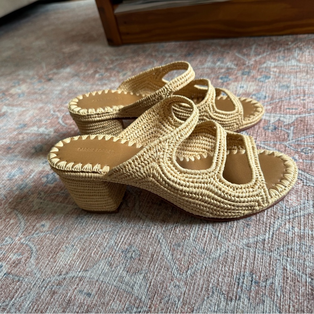 NEW Carrie Forbes raffia heeled sandals size 7 - Robo